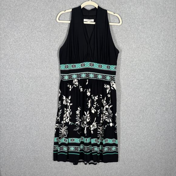 Evan Picone Dress 16 Teal Turquoise Flowy Ruched Slinky Knit Resort Cruise - Picture 1 of 11